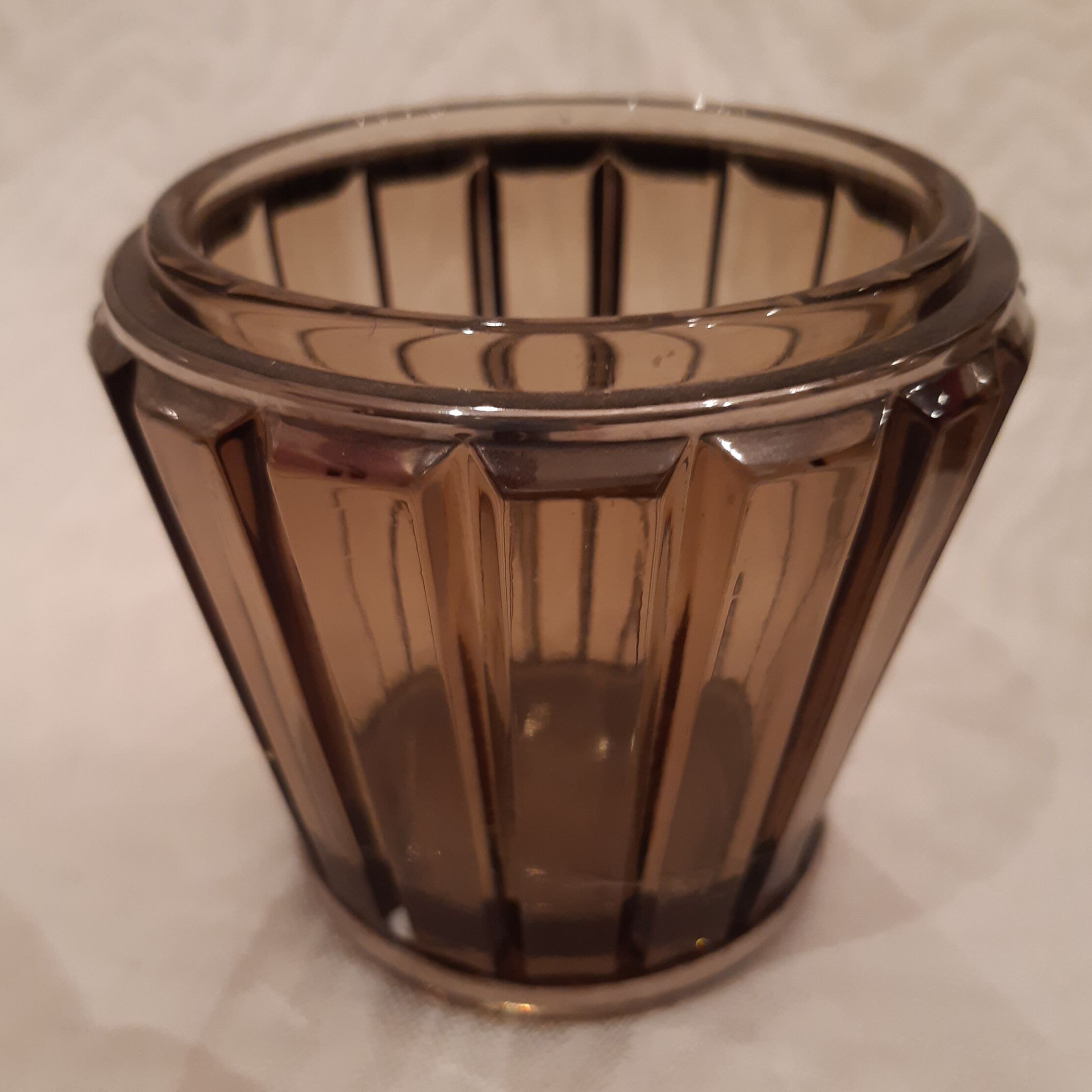 Carafe, glass and pot Portieux in smoked glass and silver art deco