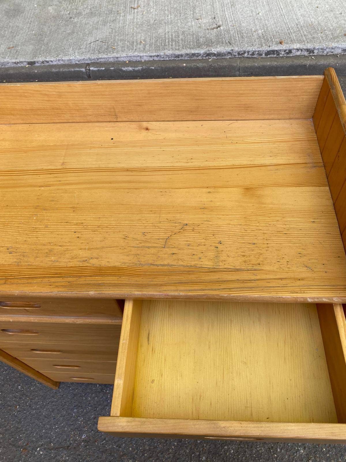 Commode scandinave à 6 tiroirs avec table à langer des années 70