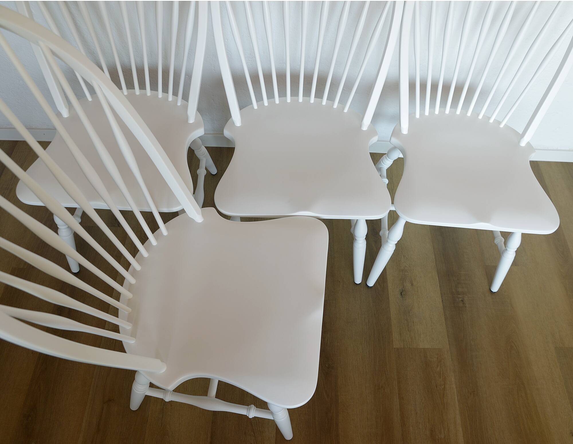 1 of 6 Vintage Wooden Dining Chair Restored Accent White Windsor Chairs