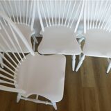 1 of 6 Vintage Wooden Dining Chair Restored Accent White Windsor Chairs
