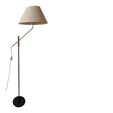 Mid century 360 deg. swing and height adjustable brass floor lamp, 1950s