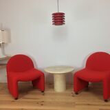 Round travertine coffee table