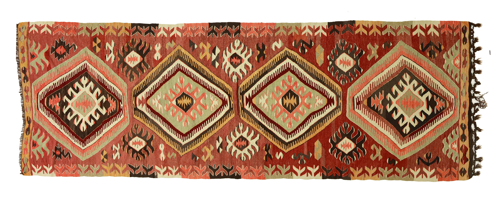 Anatolian handmade kilim rug 260 cm x 97 cm