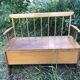 Vintage 60s wooden children's chest bench