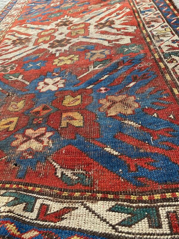 Ancient Caucasian carpet Kazak eagle 143x257 cm
