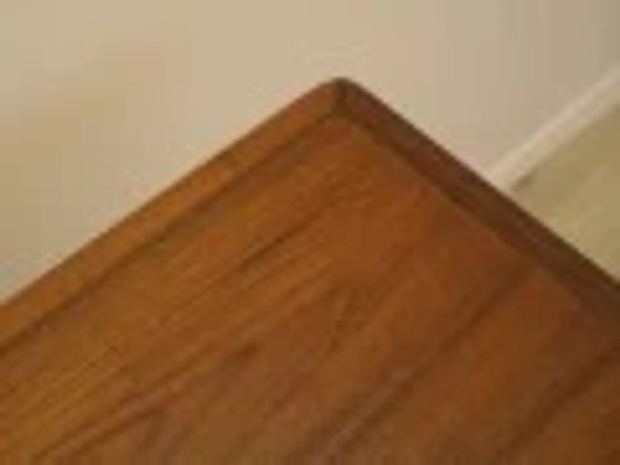 Danish extendable dining table, teak veneer, solid wood legs, leaf storage, 1970s