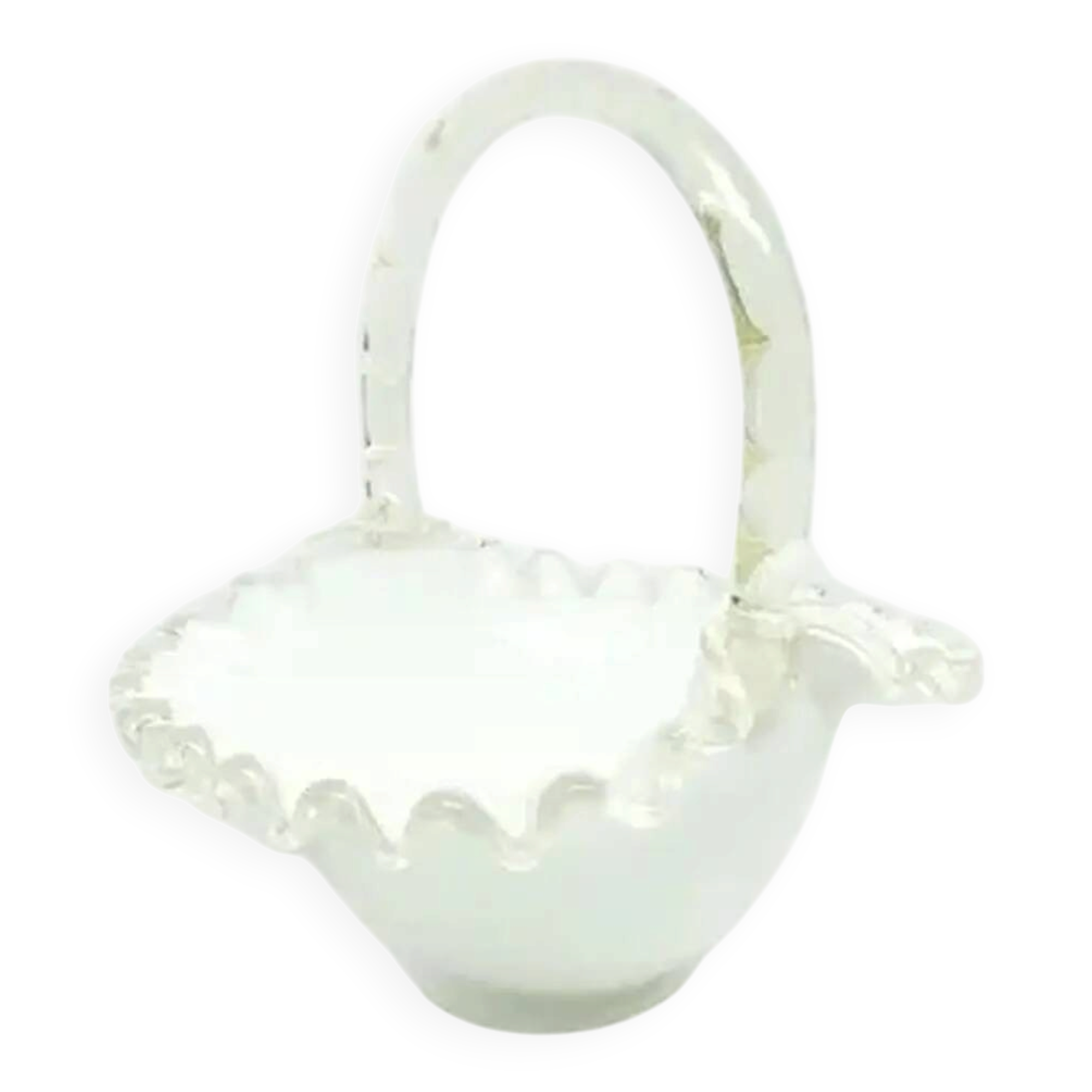 Decorative basket, white glass, Poland, 1970s