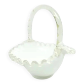 Decorative basket, white glass, Poland, 1970s