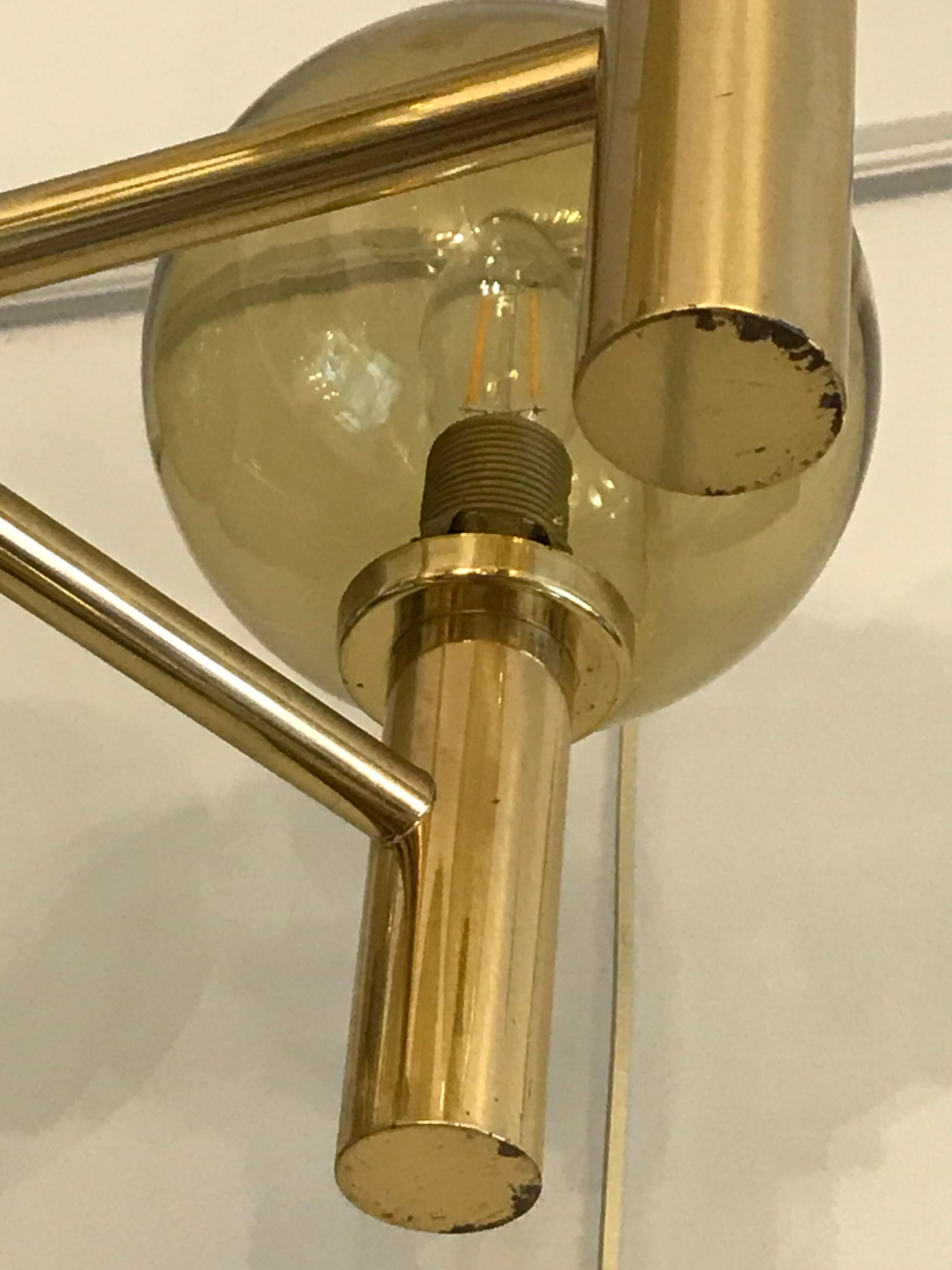 5-globe smoked brass chandelier