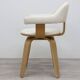Opjet swivel chair in white faux leather and wood