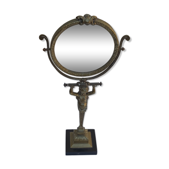 Bronze psyche mirror Napoleon III 23x44cm