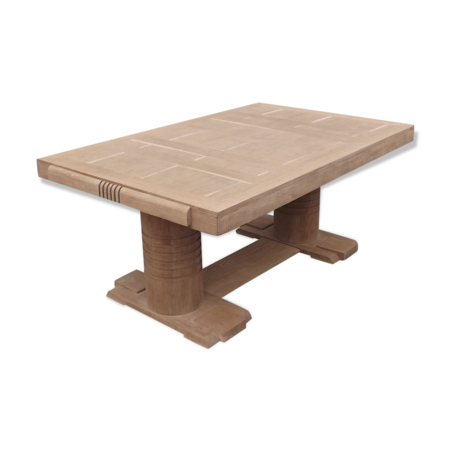 Oak table by Charles Dudouyt brutaliste art deco 1930