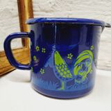 Blue enameled pitcher