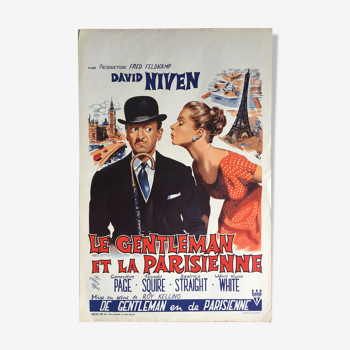 Affiche cinéma "Le Gentleman et la parisienne" 36x55cm 1956