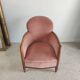 Armchair art deco pink velvet trim