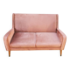 canapé 2 place en nubuck style 1950/60 pieds inclinés