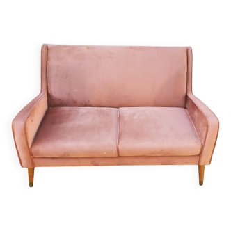 2-seater nubuck sofa 1950/60 style sloping legs
