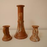 Set of 3 stoneware candle holders