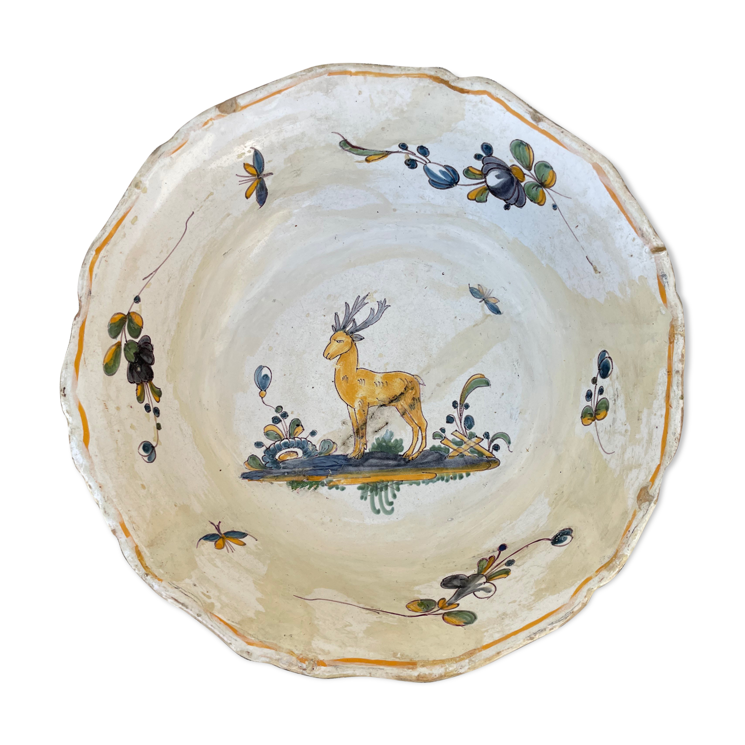 Antique dish with deer pattern