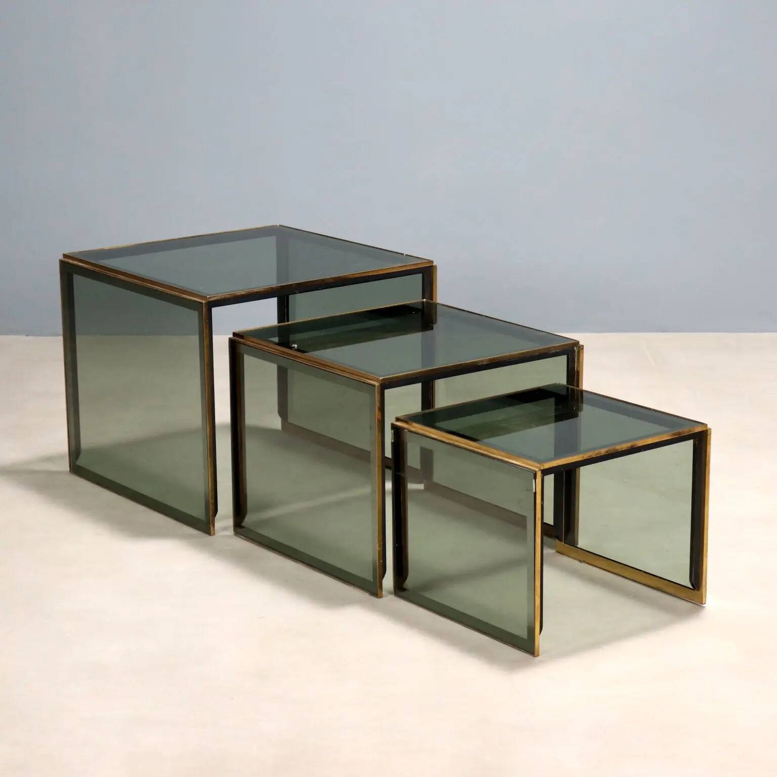 Tables basses vintage en acajou et verre, design, Italie, années 1960-1970