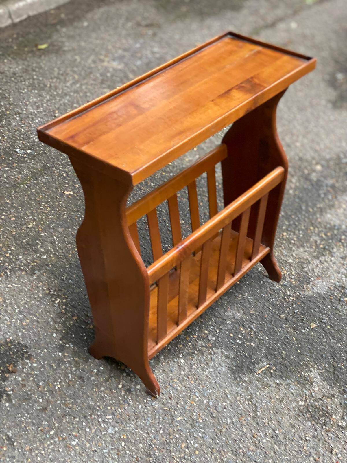 Magazine rack document holder in solid light oak satin wood