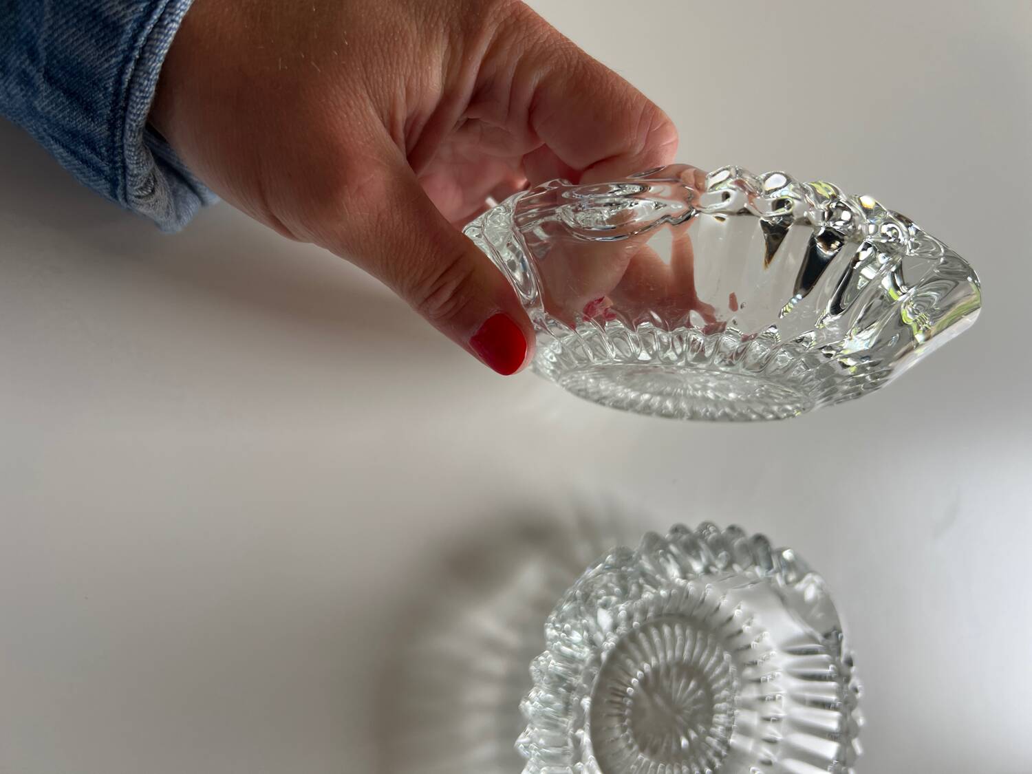 Two French crystal ashtrays