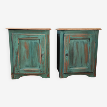 Pair of weathered bedside tables