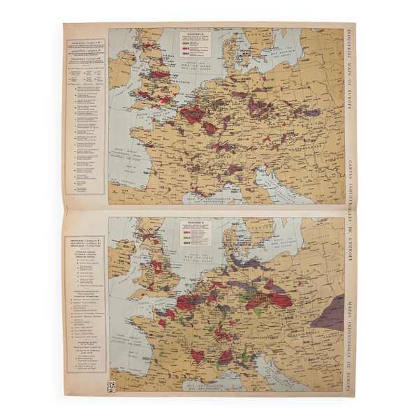 Cartes industrielles de l’Europe — Double planche originale