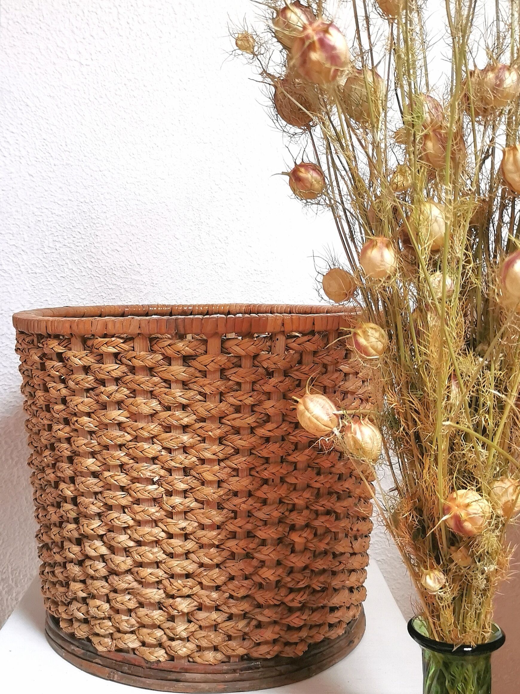 Vintage woven fiber basket
