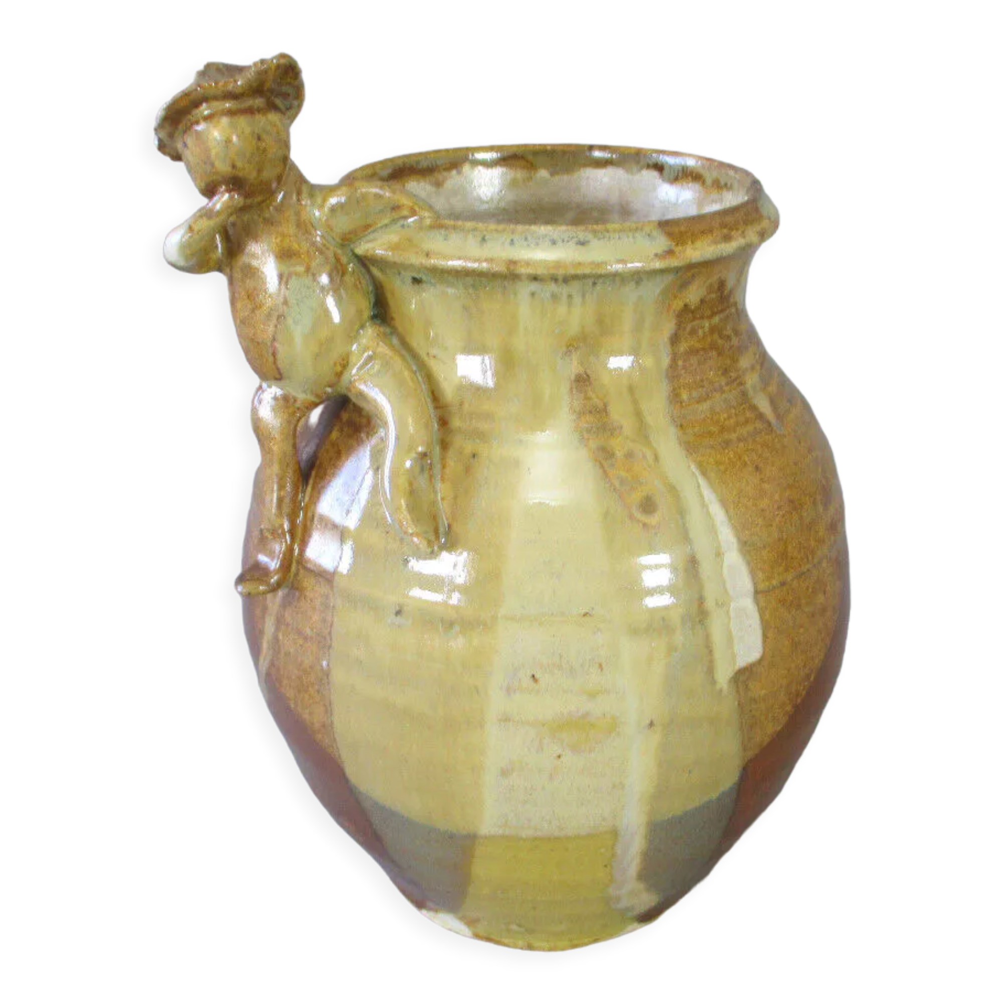 Signed anthropomorphic sandstone vase to be identified