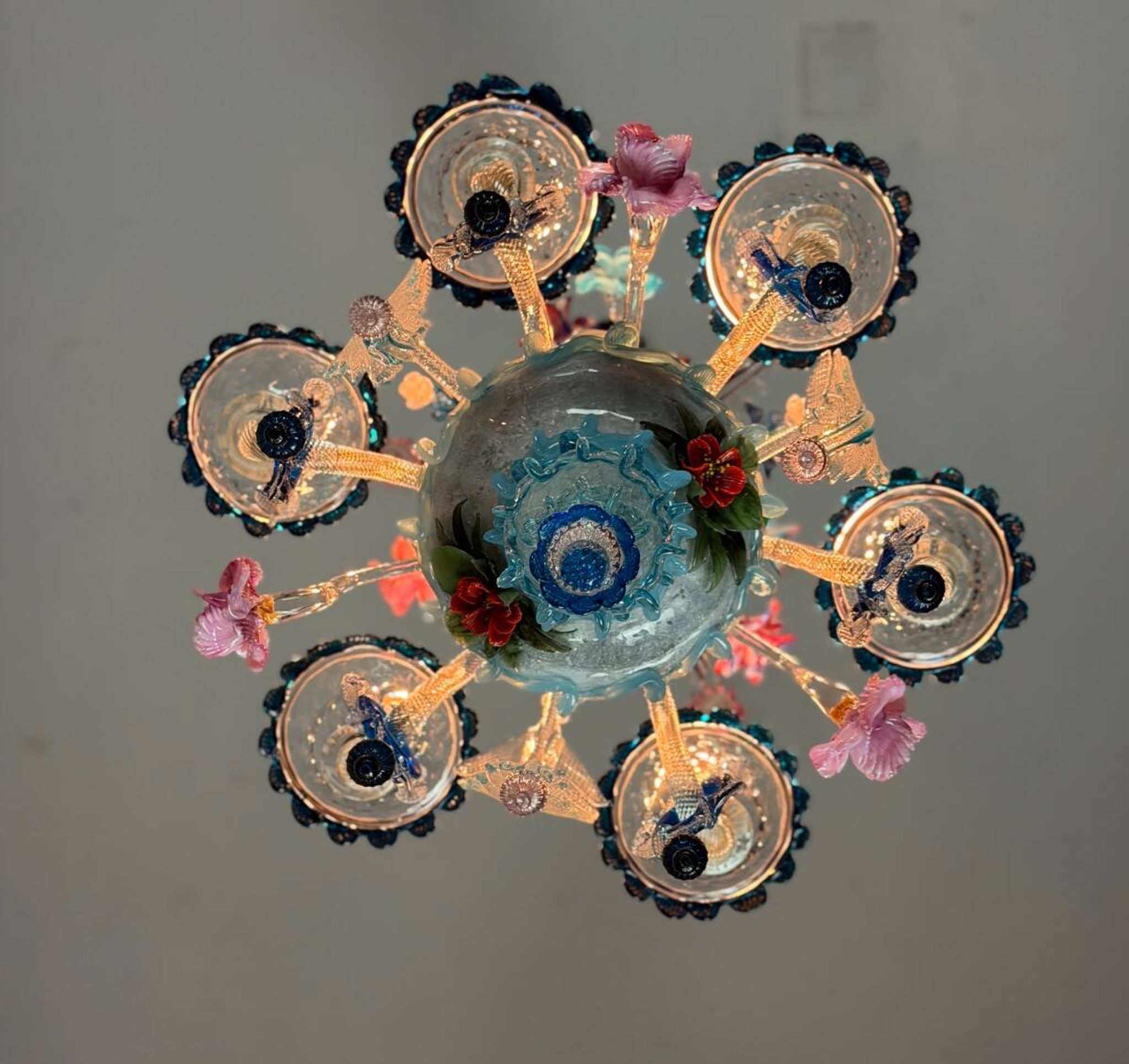 Lustre vénitien en verre de Murano multicolore, vers 1930