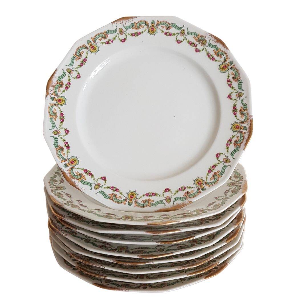 9 Limoge porcelain dessert plates