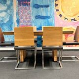 Ensemble exclusif de table à manger comprenant 6 chaises cantilever
