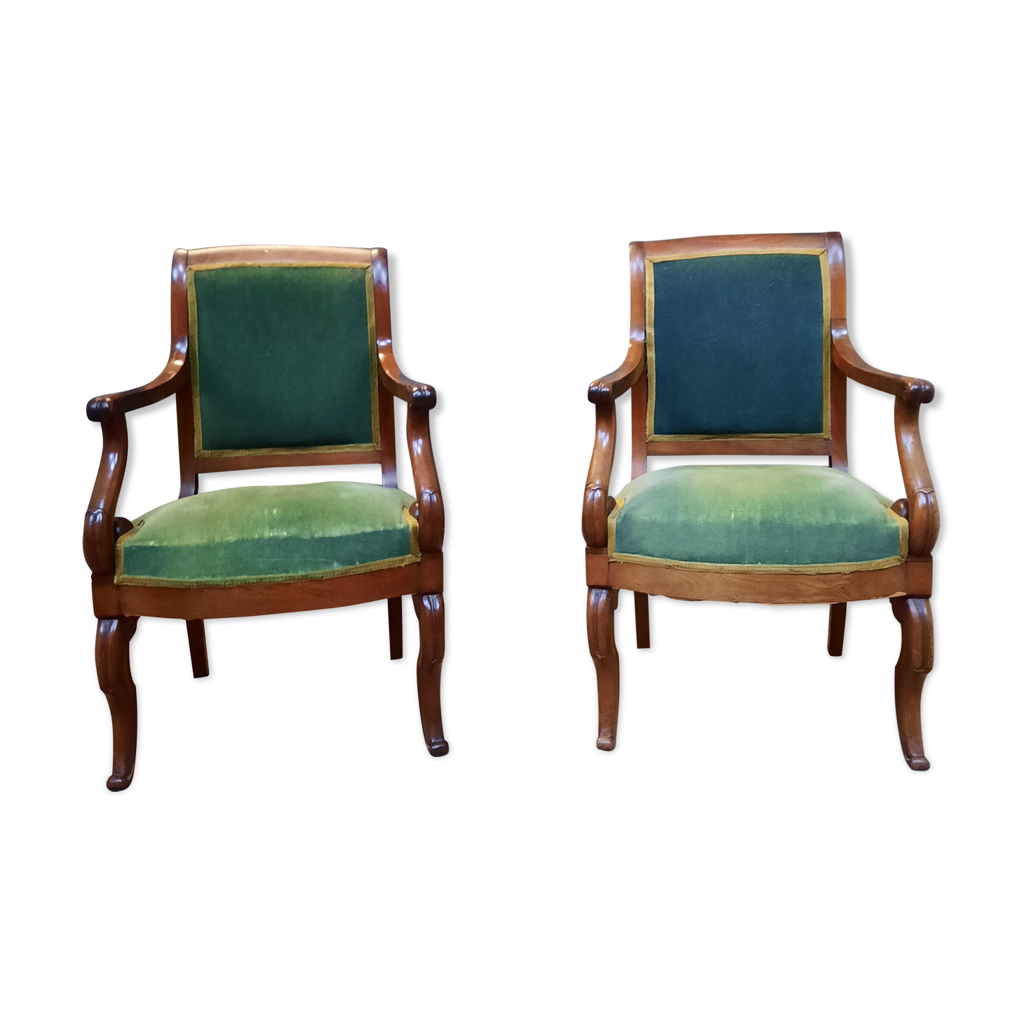 Mahogany Butt Armchair Pair