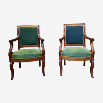 Mahogany Butt Armchair Pair