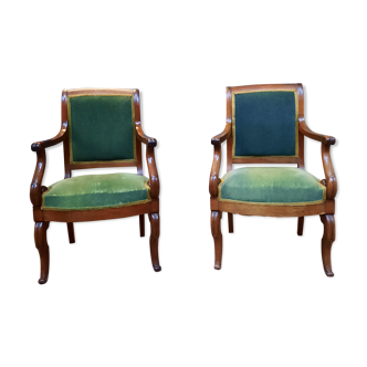 Mahogany Butt Armchair Pair