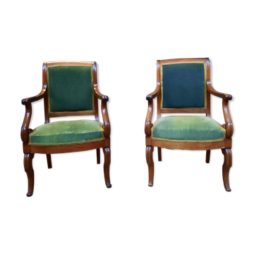 Mahogany Butt Armchair Pair