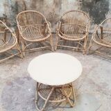 Rattan armchairs and table