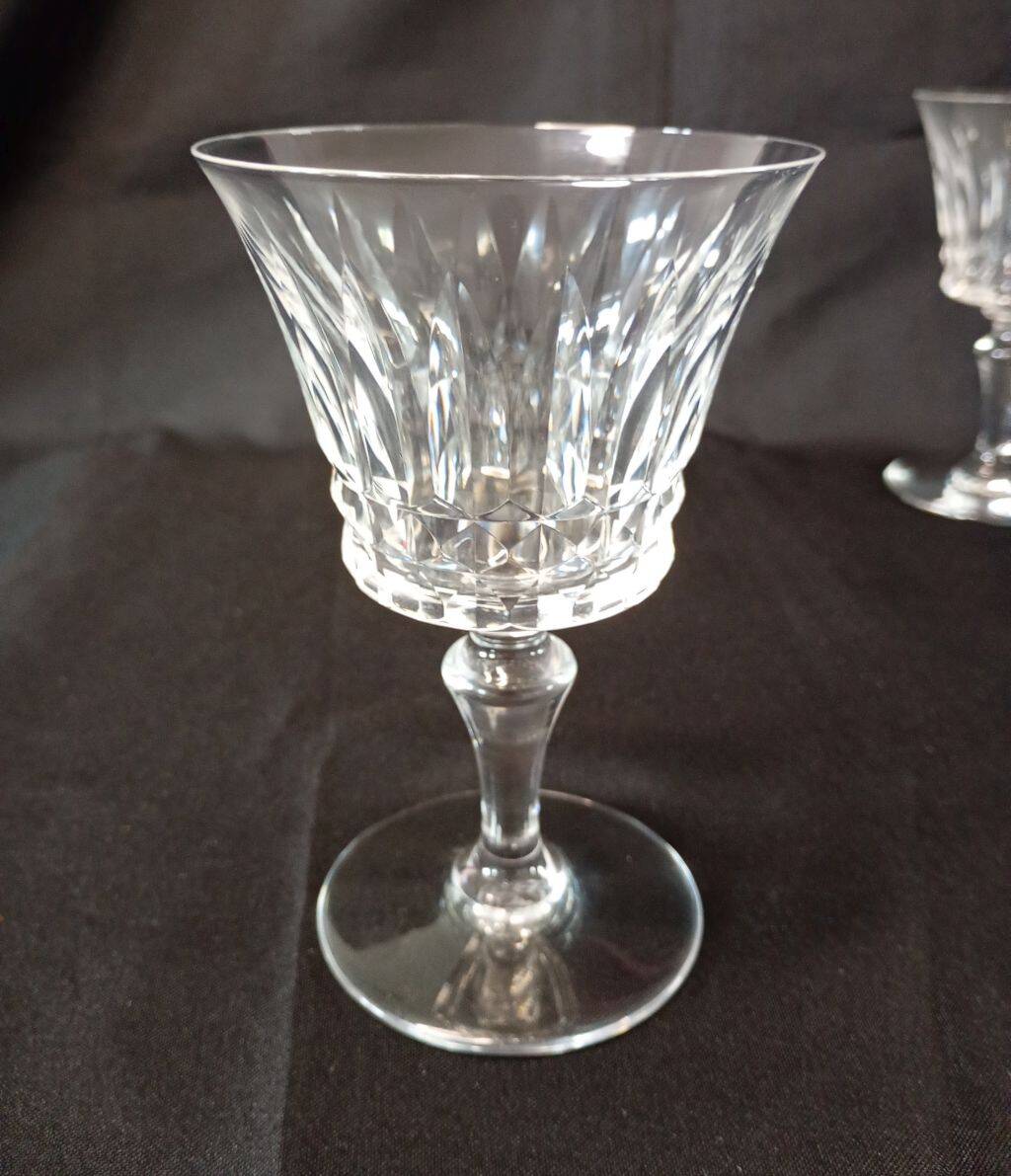 Set of 12 Baccarat Piccadilly Cut Crystal Red Wine Goblets