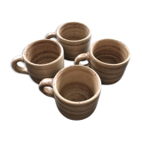 Set of 4 beige stoneware cups