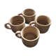 Set of 4 beige stoneware mugs.