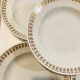 X5 Luneville earthenware soup plates with golden decoration