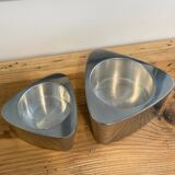 Pair of aluminum candlesticks