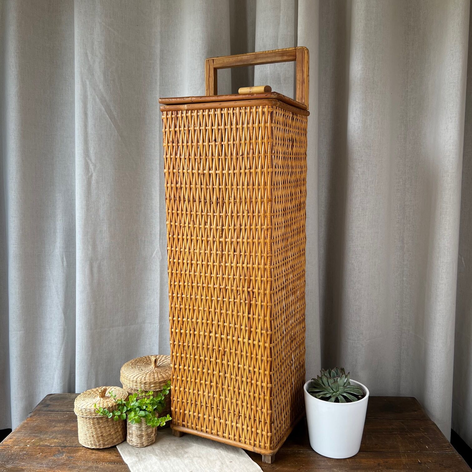 Huche à pain vintage en osier Selency