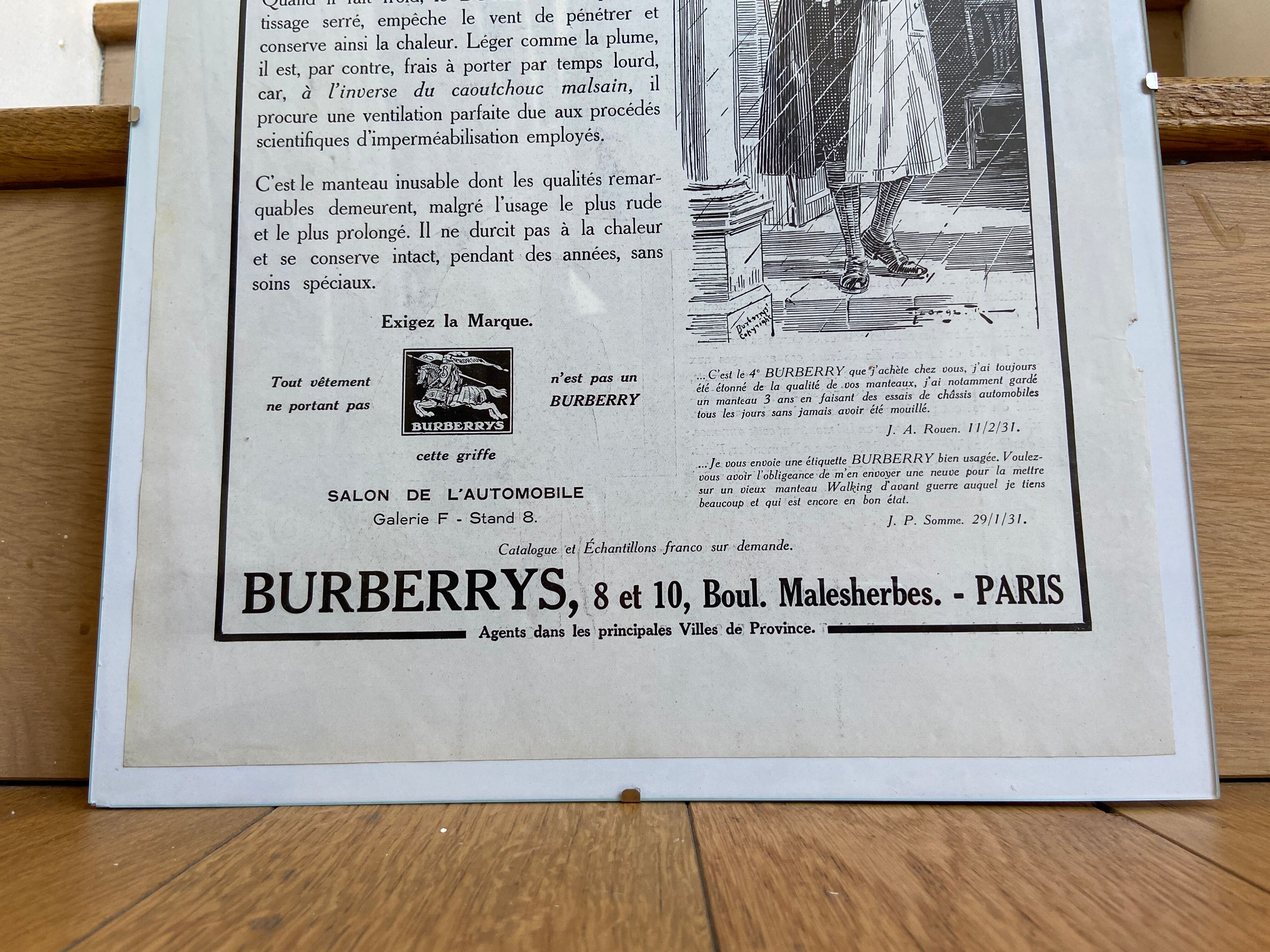 Burberry advertising poster September 26, 1931