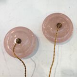 Pair of Art Deco suspensions in pink Clichy glass