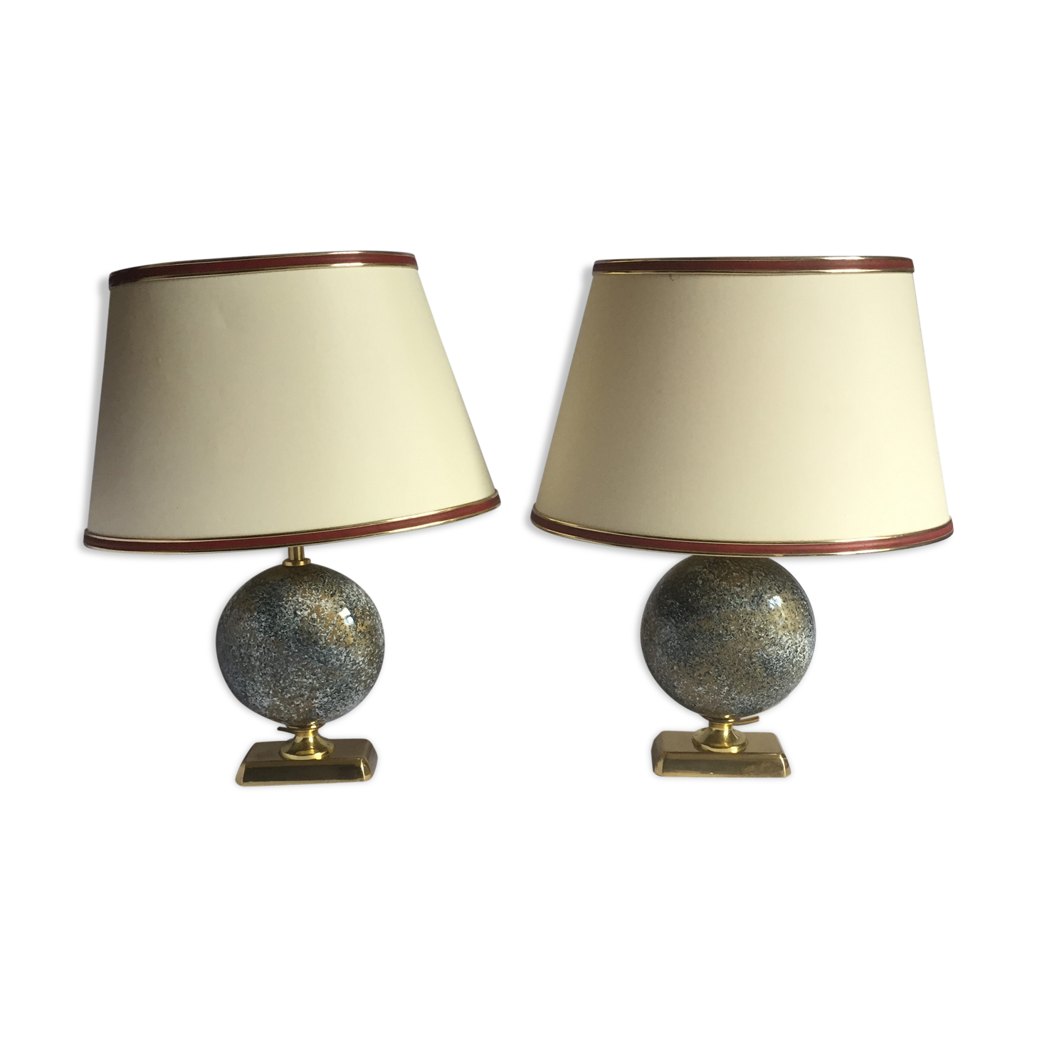 Pair of French 70s lamps Philippe Barbier style