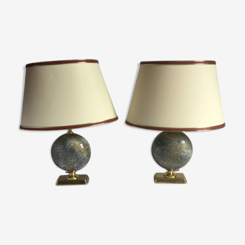 Pair of French 70s lamps Philippe Barbier style