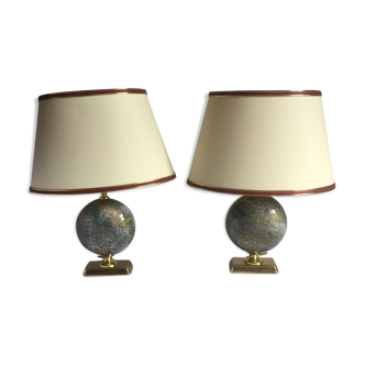 Pair of French 70s lamps Philippe Barbier style