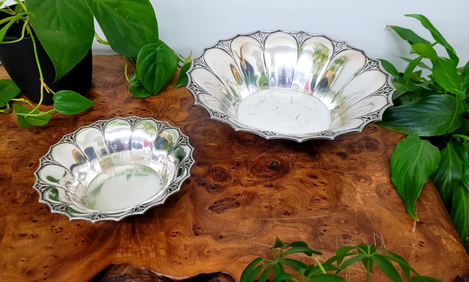 Two silver metal cups